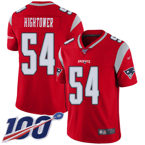 New England Patriots Football #54 100th Season Limited Red Men Dont a Hightower NFL Jersey->youth nfl jersey->Youth Jersey